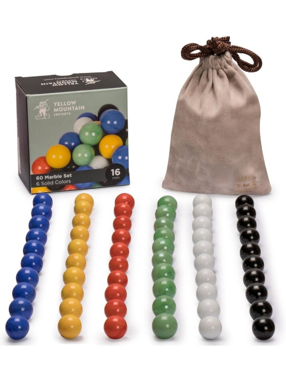 Vibrant 60-Piece Chinese Checkers Marble Set - Solid Color 16mm Game Pieces
